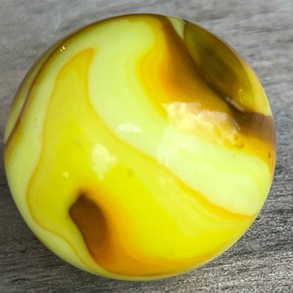 M.F. Christensen? Slag Amber brown/yellow Vintage Glass Marble Very Nice - Picture 2 of 7